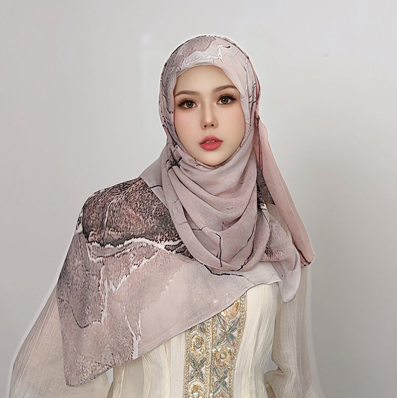 OLIVA Marbled Print Hijab